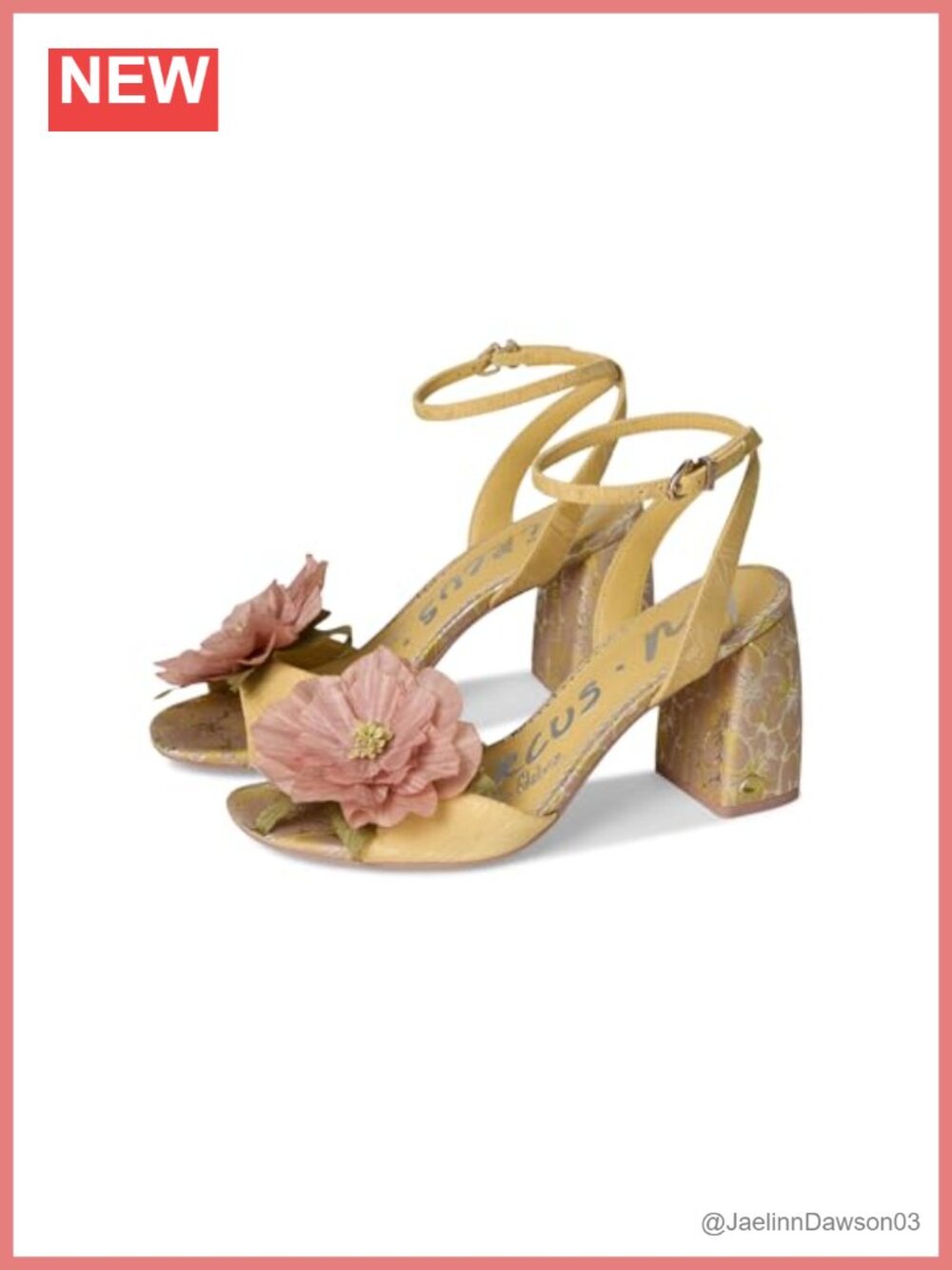 Women's Floral Heeled Sandals with Flower Detail, Open Toe, Slingback